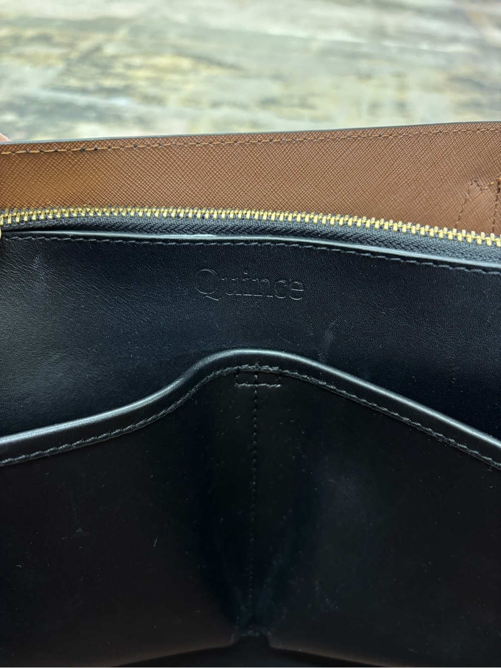 Quince Black Italian Leather Triple Compartment Shopper Tote - Picture 8 of 10
